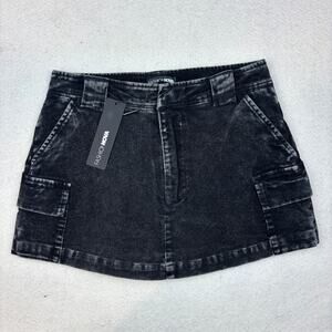 Fashion Nova Take Your Time Corduroy Skort Women's XS Black Cargo Shorts - NWT
